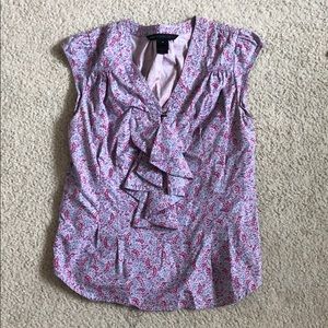 Floral blouse with a ruffle tie